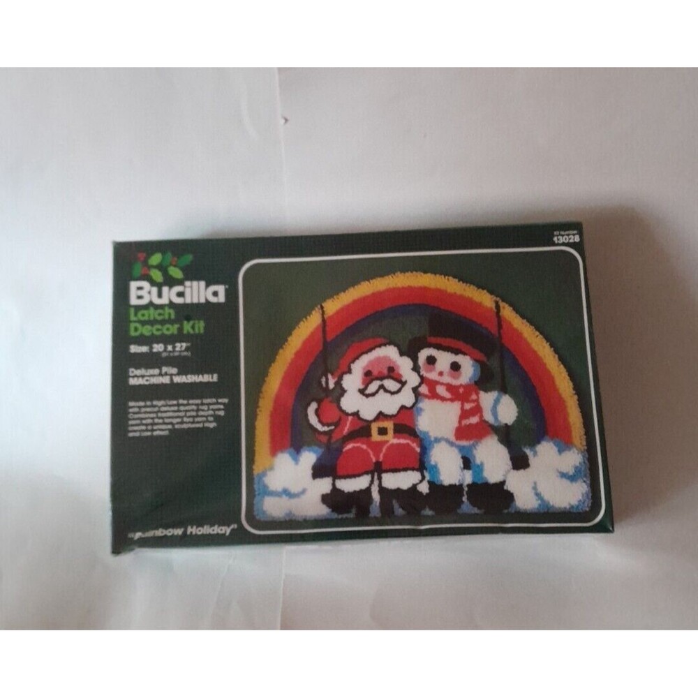Bucilla Christmas Latch Decor Kit Santa Snowman Rainbow Holiday Kit # 13028  NOS